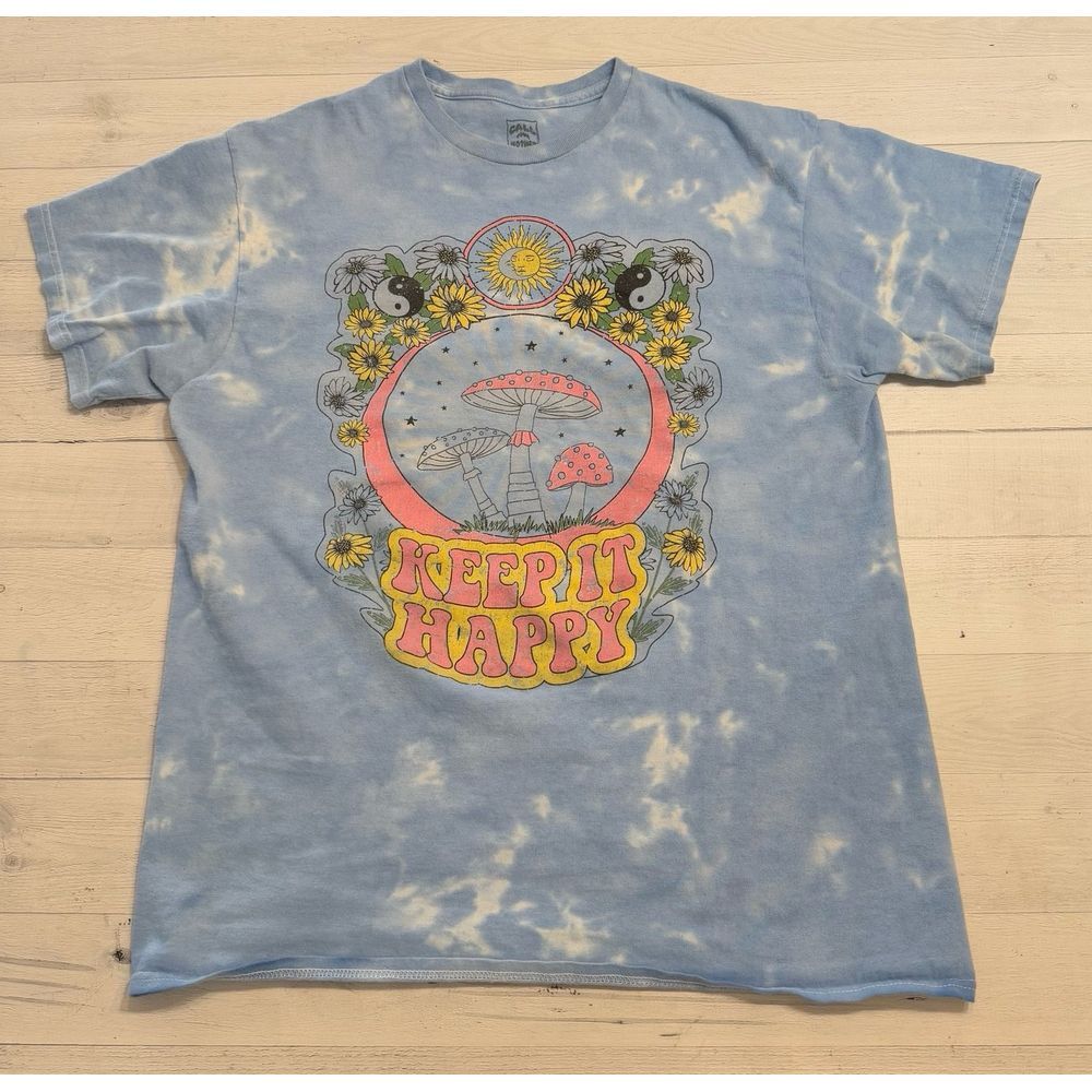 Call Your Mother T-Shirt Medium Blue Tie Dye Keep It Happy Ying Yang large